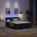 LED Box Spring Bed med LED-lysstrimler Sort 140 x 190 cm Stof