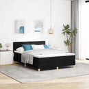 LED Box Spring Bed med LED-lysstrimler Sort 140 x 190 cm Stof