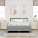 LED Box Spring Bed med hovedgærde Lysegrå 140 x 200 cm Stof