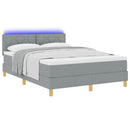 LED Box Spring Bed med hovedgærde Lysegrå 140 x 200 cm Stof