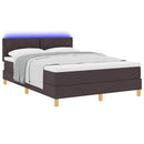 LED Box Spring Bed med hovedgærde Mørk Brun 140 x 200 cm Stof