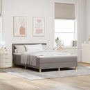 LED Box Spring Bed med hovedgærde Gråbrun 140 x 200 cm Stof