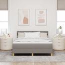 LED Box Spring Bed med hovedgærde Gråbrun 140 x 200 cm Stof