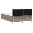 LED Box Spring Bed med hovedgærde Gråbrun 140 x 200 cm Stof