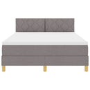 LED Box Spring Bed med hovedgærde Gråbrun 140 x 200 cm Stof