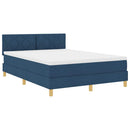 LED Box Spring Bed med LED-lysstrimler Blå 140 x 200 cm Stof