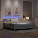 LED Box Spring Bed med hovedgærde Lysegrå 180 x 200 cm Stof
