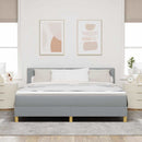 LED Box Spring Bed med hovedgærde Lysegrå 180 x 200 cm Stof