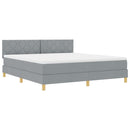 LED Box Spring Bed med hovedgærde Lysegrå 180 x 200 cm Stof