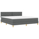 LED Box Spring Bed med hovedgærde Mørkegrå 180 x 200 cm Stof