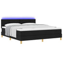 LED Box Spring Bed med LED-lysstrimler Sort 180 x 200 cm Stof