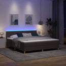 LED Box Spring Bed med hovedgærde Mørk Brun 180 x 200 cm Stof