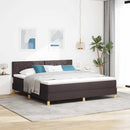 LED Box Spring Bed med hovedgærde Mørk Brun 180 x 200 cm Stof