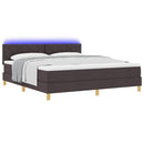 LED Box Spring Bed med hovedgærde Mørk Brun 180 x 200 cm Stof