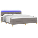 LED Box Spring Bed med hovedgærde Gråbrun 180 x 200 cm Stof