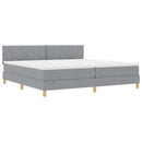 LED Box Spring Bed med hovedgærde Lysegrå 200 x 200 cm Stof