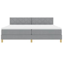 LED Box Spring Bed med hovedgærde Lysegrå 200 x 200 cm Stof