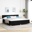 LED Box Spring Bed med LED-lysstrimler Sort 200 x 200 cm Stof