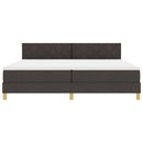LED Box Spring Bed med hovedgærde Mørk Brun 200 x 200 cm Stof
