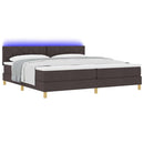 LED Box Spring Bed med hovedgærde Mørk Brun 200 x 200 cm Stof