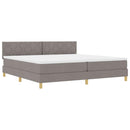 LED Box Spring Bed med hovedgærde Gråbrun 200 x 200 cm Stof