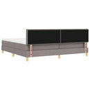 LED Box Spring Bed med hovedgærde Gråbrun 200 x 200 cm Stof