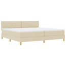 LED Box Spring Bed med LED-lysstrimler Creme 200 x 200 cm Stof