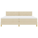 LED Box Spring Bed med LED-lysstrimler Creme 200 x 200 cm Stof