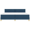 LED Box Spring Bed med LED-lysstrimler Blå 200 x 200 cm Stof