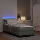 LED Box Spring Bed med madras med LED Lysegrå 80 x 200 cm Fløjl
