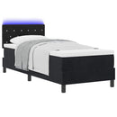 LED Box Spring Bed med madras med LED Sort 80 x 200 cm Fløjl