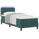 LED Box Spring Bed med madras Mørkegrøn 80 x 200 cm Fløjl