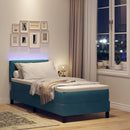 LED Box Spring Bed med madras Mørk blå 80 x 200 cm Fløjl