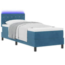 LED Box Spring Bed med madras Mørk blå 80 x 200 cm Fløjl