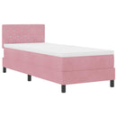 LED Box Spring Bed med madras med LED Lyserød 80 x 200 cm Fløjl