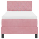 LED Box Spring Bed med madras med LED Lyserød 80 x 200 cm Fløjl