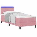 LED Box Spring Bed med madras med LED Lyserød 80 x 200 cm Fløjl