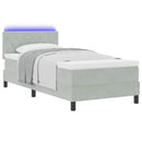 LED Box Spring Bed med madras med LED Lysegrå 90 x 190 cm Fløjl