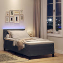 LED Box Spring Bed med madras Mørkegrå 90 x 190 cm Fløjl