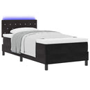 LED Box Spring Bed med madras med LED Sort 90 x 190 cm Fløjl