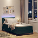 LED Box Spring Bed med madras Mørkegrøn 90 x 190 cm Fløjl