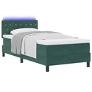 LED Box Spring Bed med madras Mørkegrøn 90 x 190 cm Fløjl