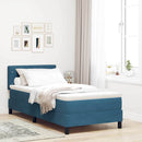 LED Box Spring Bed med madras Mørk blå 90 x 190 cm Fløjl