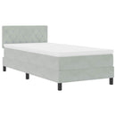 LED Box Spring Bed med madras med LED Lysegrå 90 x 200 cm Fløjl