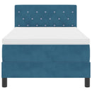 LED Box Spring Bed med madras Mørk blå 100 x 200 cm Fløjl