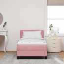 LED Box Spring Bed med hovedgærde Lyserød 100 x 200 cm Fløjl