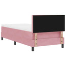 LED Box Spring Bed med hovedgærde Lyserød 100 x 200 cm Fløjl