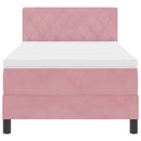 LED Box Spring Bed med hovedgærde Lyserød 100 x 200 cm Fløjl