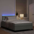 LED Box Spring Bed med madras Lysegrå 120 x 190 cm Fløjl