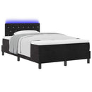 LED Box Spring Bed med madras med LED Sort 120 x 190 cm Fløjl